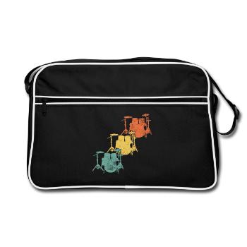 Schlagzeug Schlagzeuger - Retro Tasche - Schwarz/Weiß - Vorne