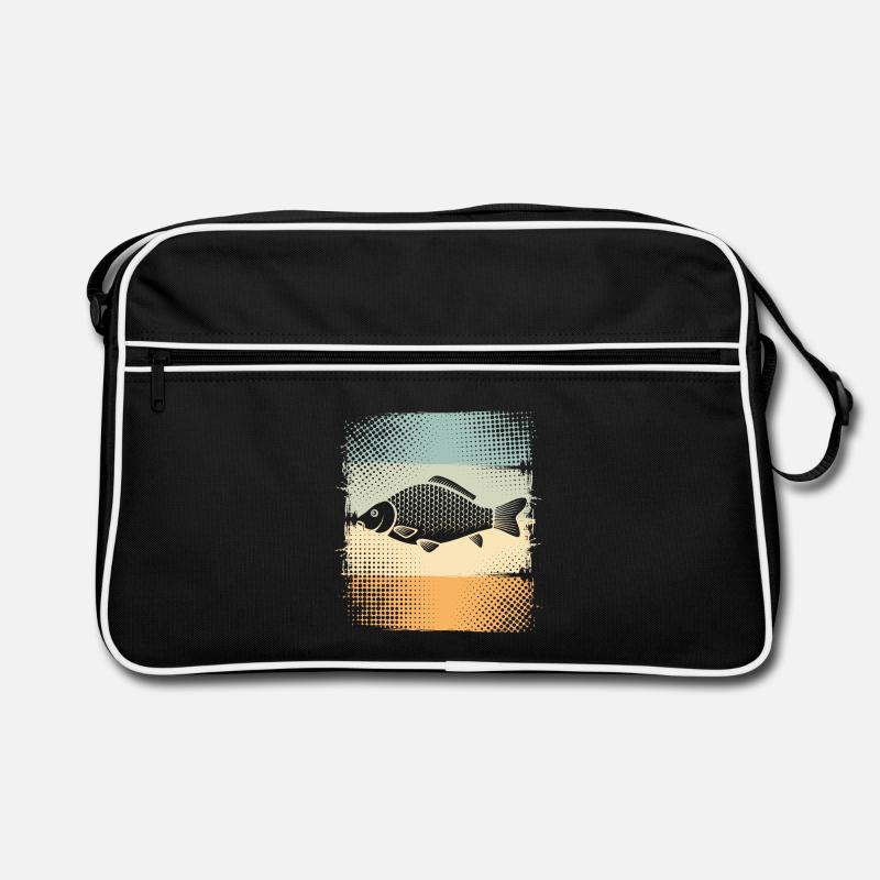 Karpfen - Retro Tasche - Schwarz/Weiß