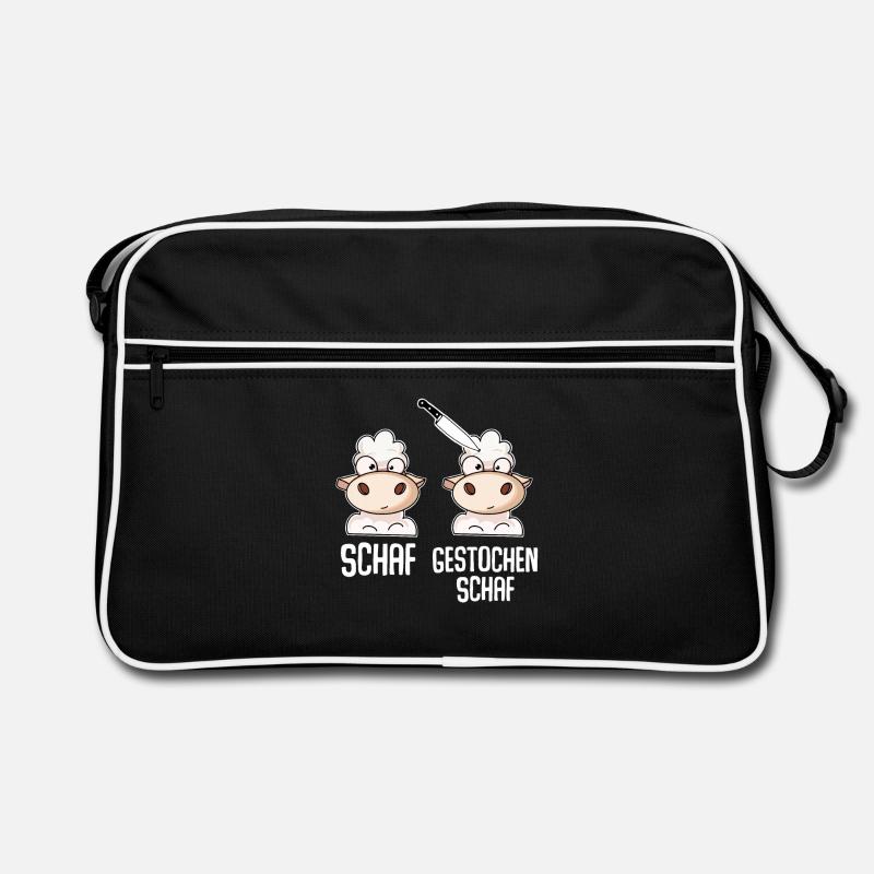 Schaf Gestochen Schaf - Retro Tasche - Schwarz/Weiß