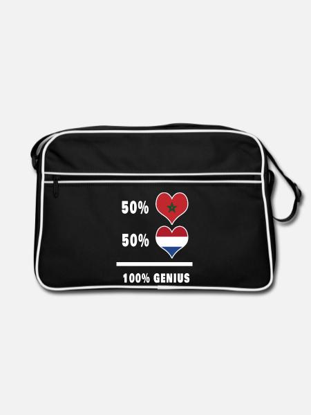 Marokko und Niederlande genial / Geschenk - Retro Tasche - Schwarz/Weiß - Vorne