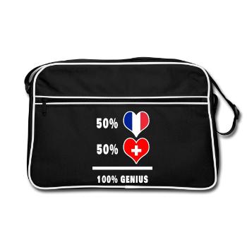 France et Suisse génial / Cadeau - Sac Retro - noir/blanc - Devant