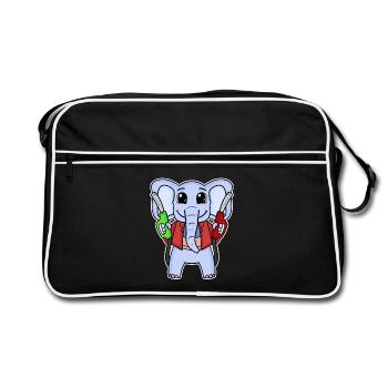 Station d’essence d’éléphants de gardien de char - Sac Retro - noir/blanc - Devant
