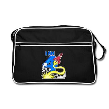 4 birthday boy - 4 years old - I am 4 - Retro Bag - black/white - Front