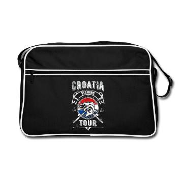 Kroatien Angel Tour Fishing Tour Angeln Angler - Retro Tasche - Schwarz/Weiß - Vorne