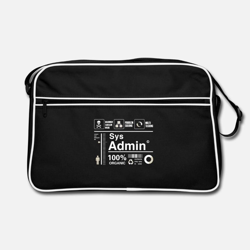 sys admin Inhalt Ironie Humor Computer Nerd pc cor - Retro Tasche - Schwarz/Weiß