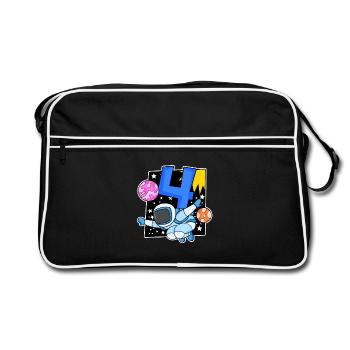 4 birthday boy - 4 years old - I am 4 - Retro Bag - black/white - Front