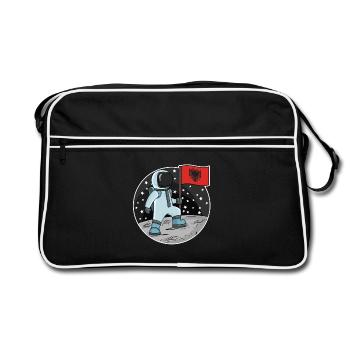 Astronaute avec drapeau Albanie - Sac Retro - noir/blanc - Devant