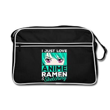J’adore Anime Ramen Sketching Manga Cadeau - Sac Retro - noir/blanc - Devant