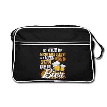 Lustiger Bier Spruch - Retro Tasche - Schwarz/Weiß - Vorne