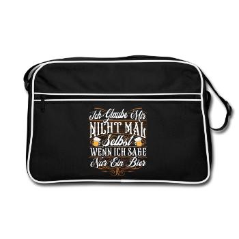 Lustiger Bier Spruch - Retro Tasche - Schwarz/Weiß - Vorne