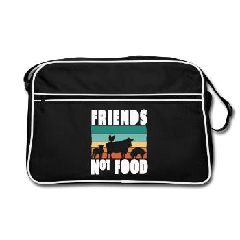 Amis végétariens végétaliens pas nourriture Bien-être animal - Sac Retro - noir/blanc - Devant