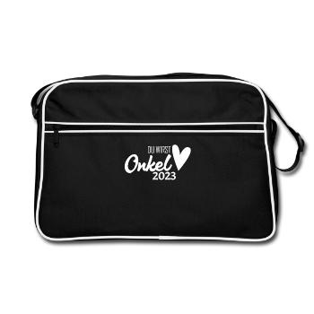Onkel 2023 - Onkel werden - Retro Tasche - Schwarz/Weiß - Vorne