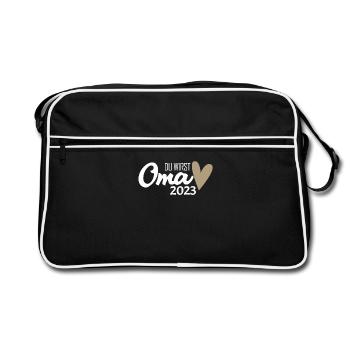 Oma 2023 - Werdende Oma 2023 - Retro Tasche - Schwarz/Weiß - Vorne