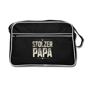 Stolzer Papa - Retro Tasche - Schwarz/Weiß - Vorne