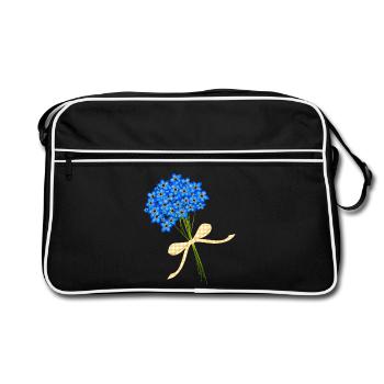 delicate forget-me-not bouquets - Retro Bag - black/white - Front
