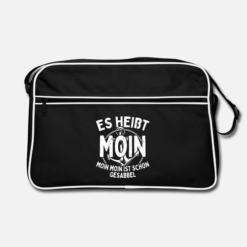 Moin Heißt Es Moin Moin Ist Schon Gesabbel Hamburg - Retro Tasche - Schwarz/Weiß
