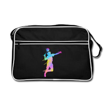 Badminton Fan Squash Trainer Verein Frauen - Retro Tasche - Schwarz/Weiß - Vorne