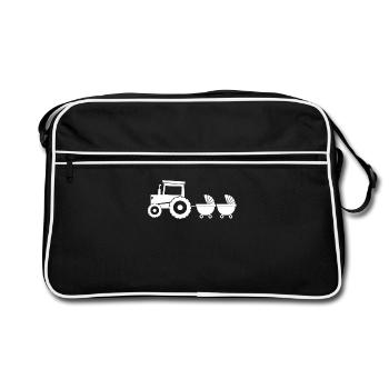 Tracteur avec chariot bébé - Twins - Sac Retro - noir/blanc - Devant