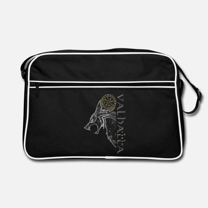 Valhalla Wolf Vegvisir Wikinger Runenkompass Retro Tasche