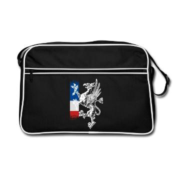stehender Greif blau weiss rot Rostock - Retro Tasche - Schwarz/Weiß - Vorne