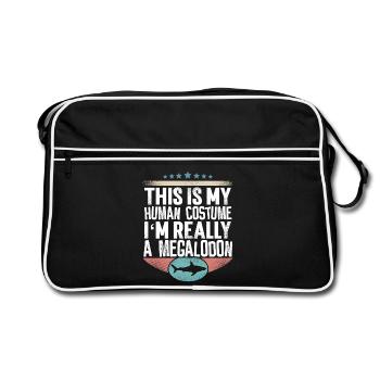 Megalodon Riesen Hai - Retro Tasche - Schwarz/Weiß - Vorne