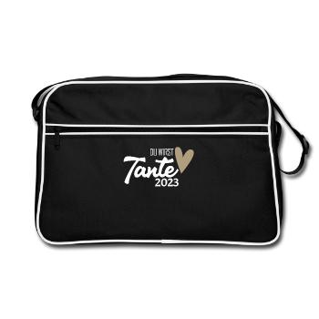 Tante 2023 - Werdende Tante - Tante werden - Retro Tasche - Schwarz/Weiß - Vorne