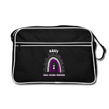 Happy Ace Pride Mois Asexuel Boho Rainbow - Sac Retro - noir/blanc - Devant