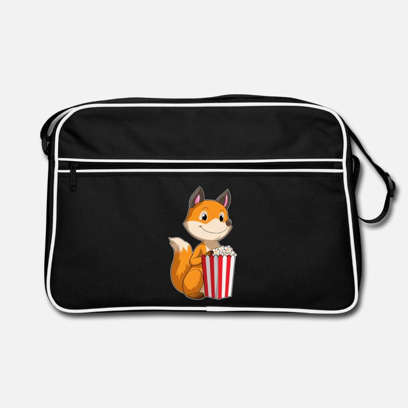 Fuchs Popcorn - Retro Tasche - Schwarz/Weiß