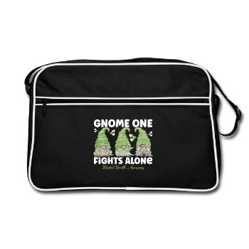 Gnome One Fights Alone Mental Health - Retro Bag - black/white - Front