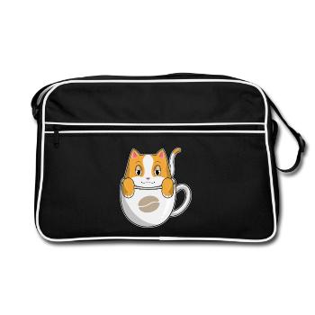 Katze Kaffee Tasse - Retro Tasche - Schwarz/Weiß - Vorne