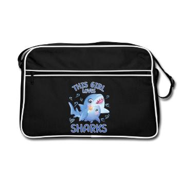 Dieses Maedchen Liebt Haie - Retro Tasche - Schwarz/Weiß - Vorne