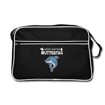 Muttertag Geschenk - Unser erster Muttertag - Retro Tasche - Schwarz/Weiß - Vorne