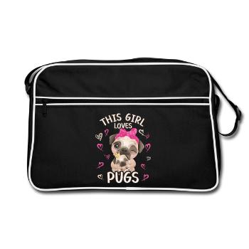 Dieses Maedchen Liebt Möpse - Retro Tasche - Schwarz/Weiß - Vorne