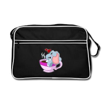 Elefant Kaffee Tasse - Retro Tasche - Schwarz/Weiß - Vorne