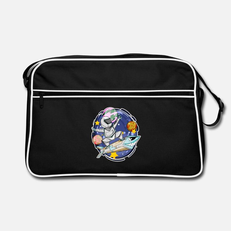 Astronaut boy in space with rockets Retro Bag