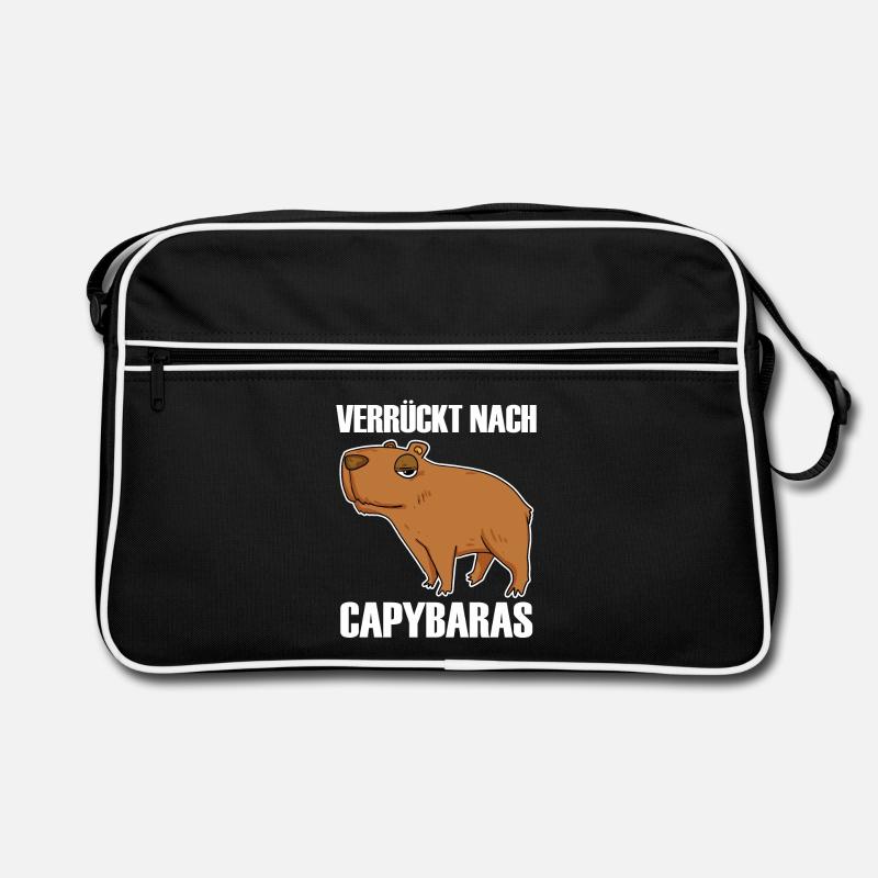 Capybara Wasserschwein - Retro Tasche - Schwarz/Weiß