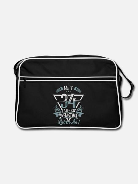34. Geburtstag Da Fängt Das Leben An - Retro Tasche - Schwarz/Weiß