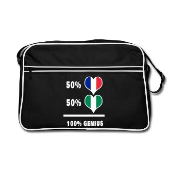 Das Genie / Geschenk aus Frankreich und Nigeria - Retro Tasche - Schwarz/Weiß - Vorne