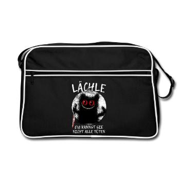 Lächle Du Kannst Sie Nicht Alle Töten Grinsekatze - Retro Tasche - Schwarz/Weiß - Vorne