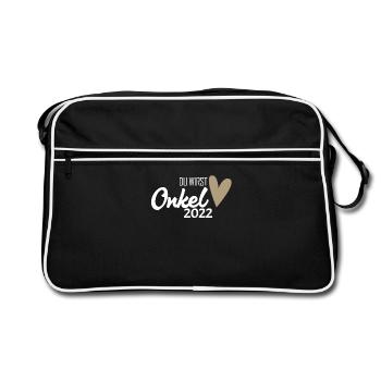 Onkel 2022 - Onkel werden - Du wirst Onkel - Retro Tasche - Schwarz/Weiß - Vorne
