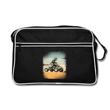 Quad ATV Offroad Quadfahrer - Retro Tasche - Schwarz/Weiß - Vorne