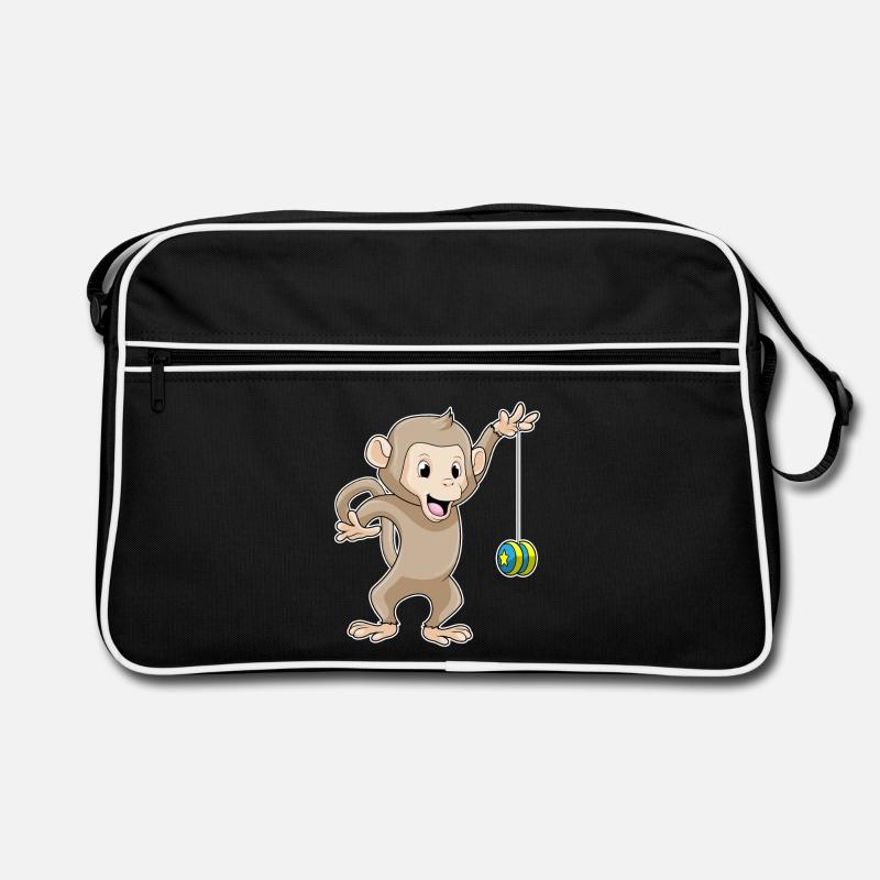Affe Yo-Yo - Retro Tasche - Schwarz/Weiß