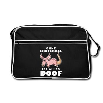 Erdferkel Motiv mit Spruch - Retro Tasche - Schwarz/Weiß - Vorne
