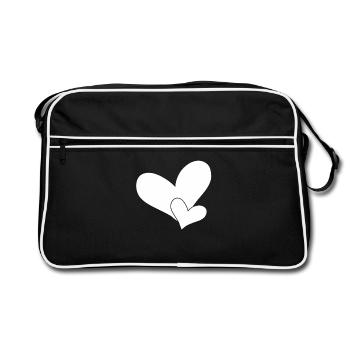 Herz Herze - Retro Tasche - Schwarz/Weiß - Vorne