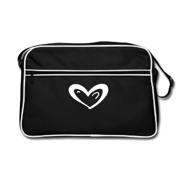 Symbole du cœur Amour - Sac Retro - noir/blanc - Devant