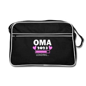 Oma 2023 - Werdende Oma 2023 - Retro Tasche - Schwarz/Weiß - Vorne