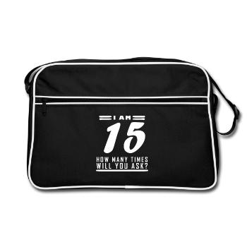 J’ai 15 ans – 15e anniversaire cadeau - Sac Retro - noir/blanc - Devant