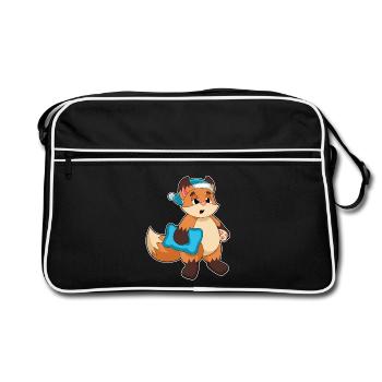 Fuchs Schlafen Nachtmütze - Retro Tasche - Schwarz/Weiß - Vorne