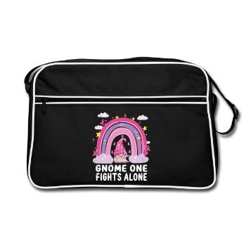 Gnome One Fights Pink Breast Cancer Alone - Retro Bag - black/white - Front