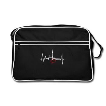 Munich Skyline Heartbeat Bayern Fan Love Munich - Sac Retro - noir/blanc - Devant